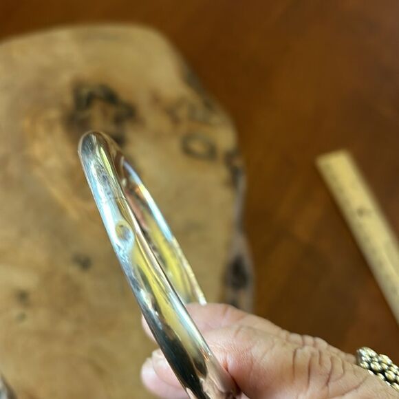 Sterling Silver Assymetrical Hollow Bangle Bracelet - Picture 7 of 7